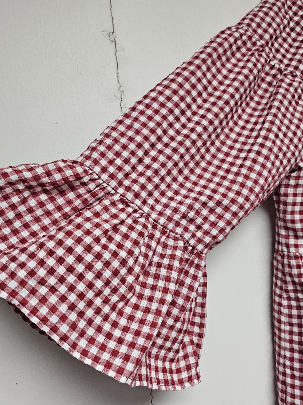 Zara Red White Gingham Tiered Tunic Dress Loosefit Cottagecore Summer Size Large - Picture 2 of 5